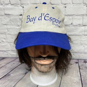 Vintage Hat Cap Strap Back Cream White Blue Bay d' Espoir NFLD Newfoundland